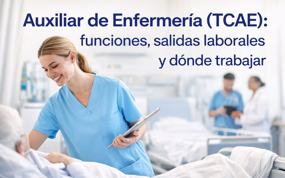 Auxiliar de enfermería (TCAE) atendiendo a un paciente en un hospital