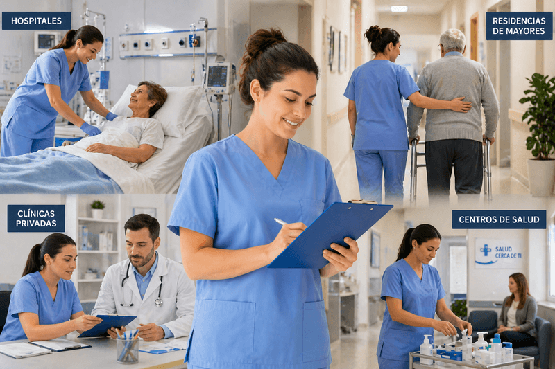 Salidas laborales del auxiliar de enfermería en hospitales, clínicas y otros centros sanitarios
